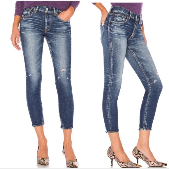 MOUSSY VINTAGE Velma Comfort Blue Distressed Raw Jean Stretch Jeans - Picture 2 of 9